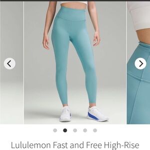 NWT Lululemon Fast and Free tights 25”  size 10.  Color is Tidal Teal